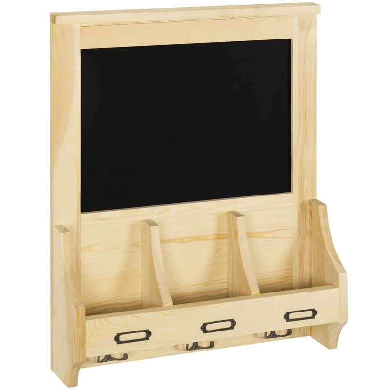 Wall Organiser with Key Hooks, Light Brown