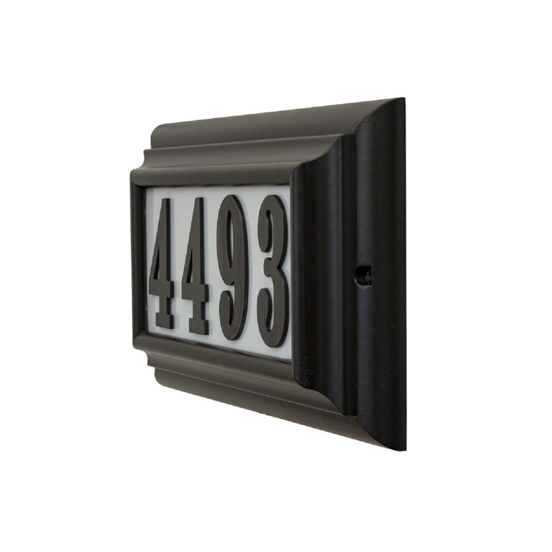 Large Black Metal Lighted Address Plaque