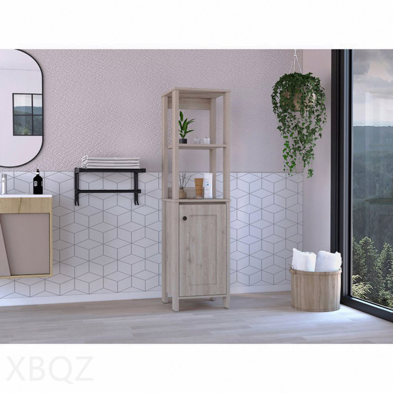 St. Clair Linen Cabinet, Two Interior  Shelves, Two Open Shelves, Single Door, Natural