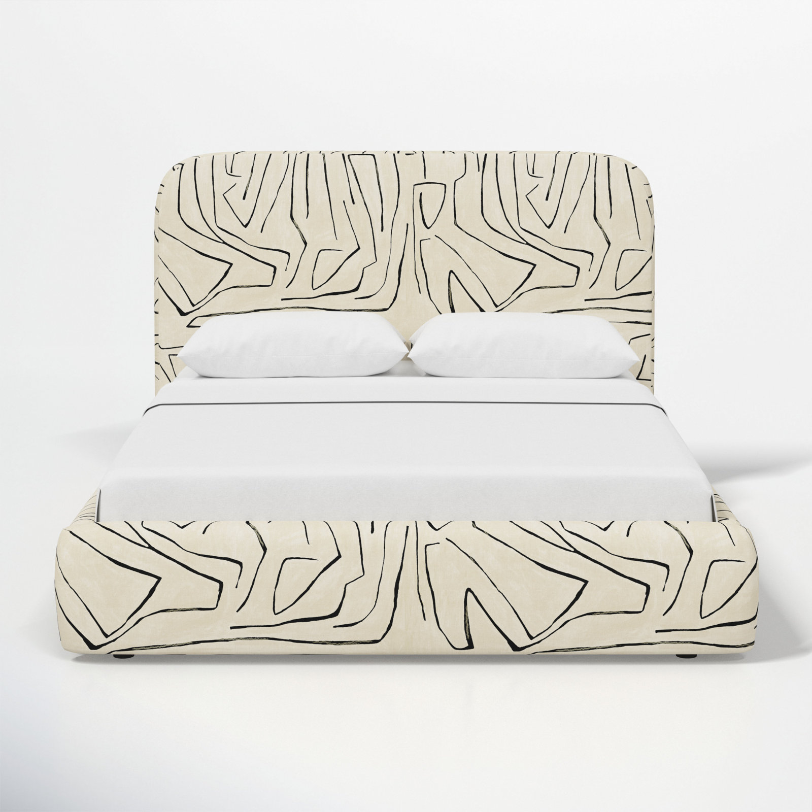 Upholstered Bed, King, Graffito Linen Onyx