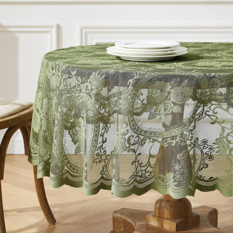 Gothic Sage Lace Tablecloth. 60 Inch Round Tablecloth for Halloween or Gothic Decor, Sage, 60" Round 