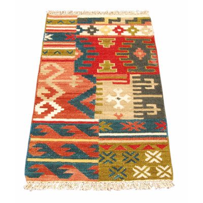 Borba Rectangle 60 cm x 90 cm Patchwork Hand Knotted Kilim