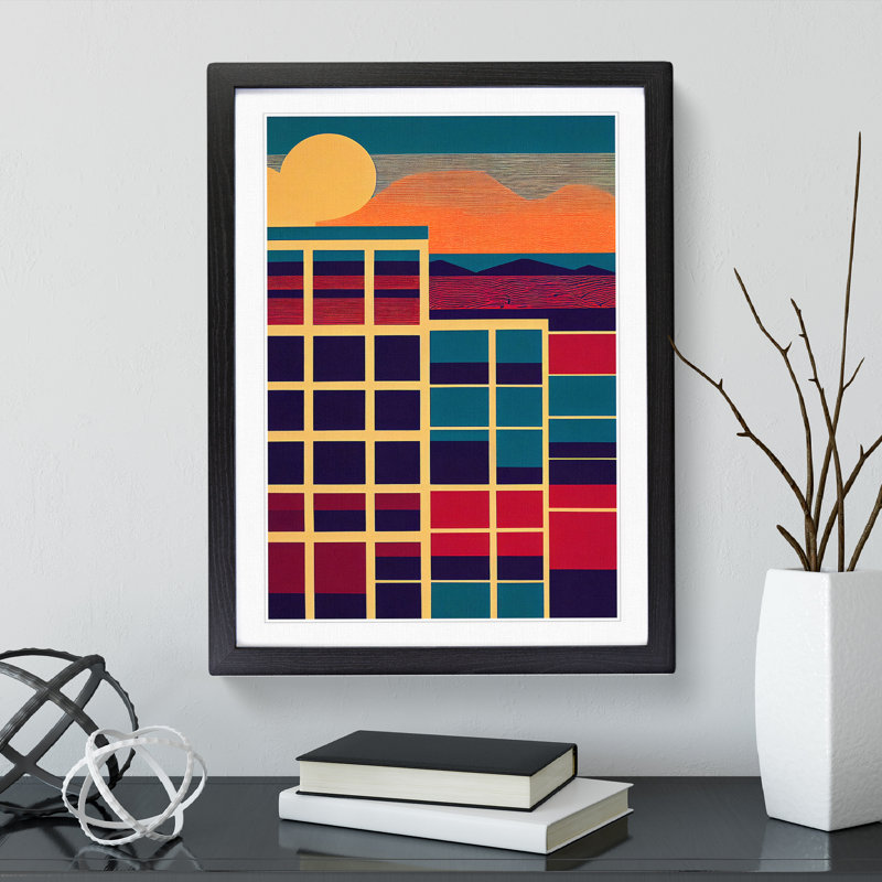 Beautiful Abstract Sunset - Single Picture Frame Print, Black Framed, 64cm H x 46cm W x 2cm D