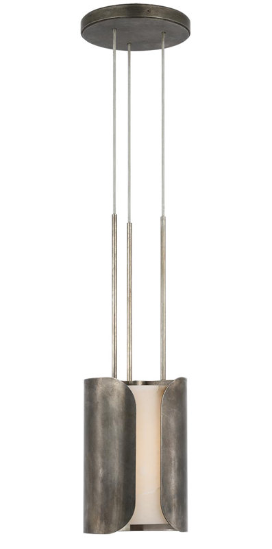 Anne-Marie Barton Armise Pendant with Nova Frost, 242" H x 7.5" W, Mottled Pewter, White