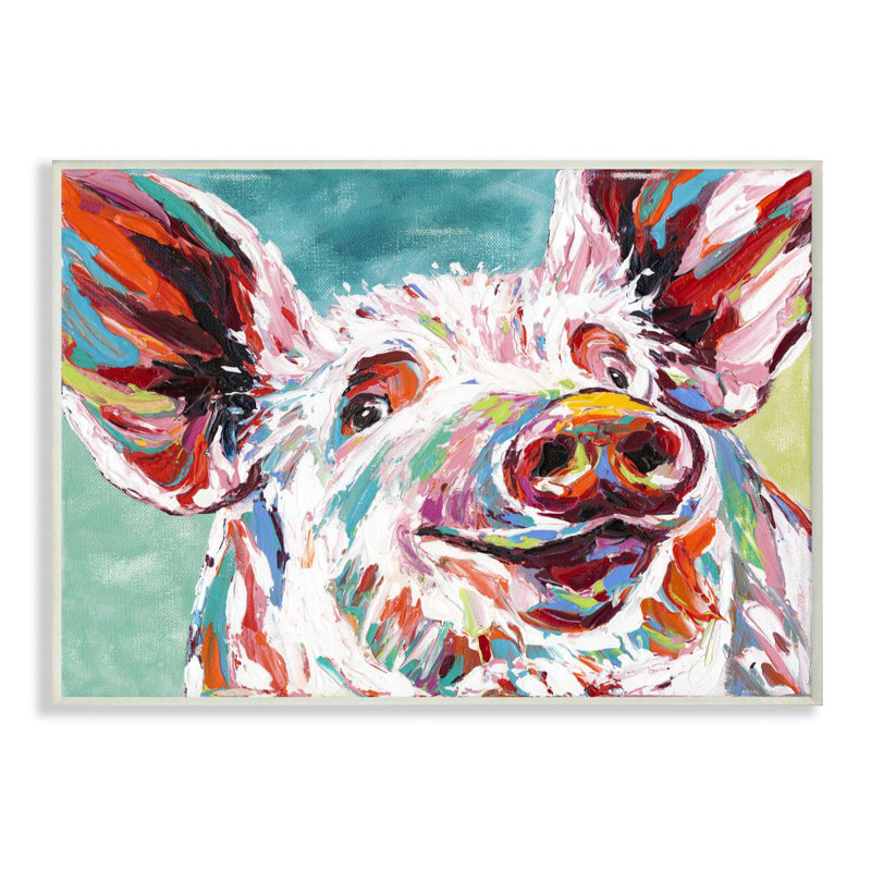 «Brightly Painted Pig», impression, H 10 po x l 15 po x P 0,5 po, Plaque murale