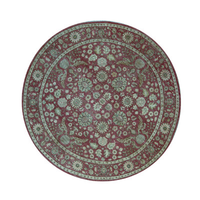 Wool Oriental Area Rug in Burgundy/Green