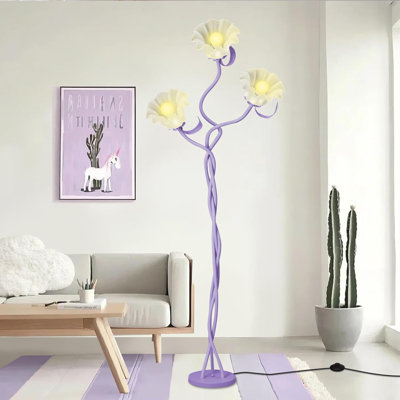 Lampe sur pied rétro à 3 têtes pour salon, 3 modes de couleur DEL