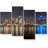Architecture Building " Detroit Michigan City Night Skyline Architecture & Maps Cityscape Modern Art Extra Large Decor " 4 - Pieces