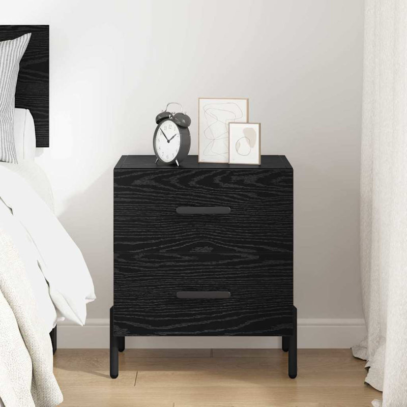 40cm W Manufactured Wood Bedside Table, Black Oak