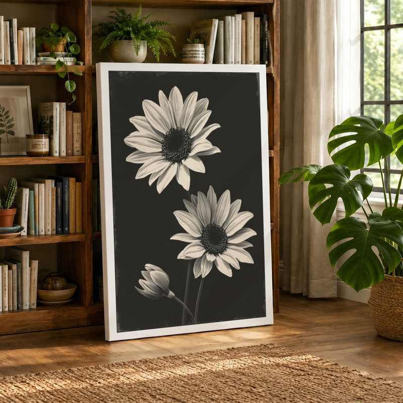 Luminous Daisies Botanical - Wrapped Canvas, 24x16 - 61.0 x 40.6 cm, Cream Border