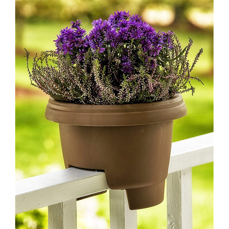 Jardinière ronde en plastique Classic Classic, Marron clair, H 12 po x l 14 po x P 14 po