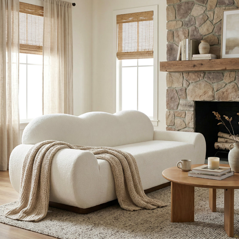 88 po Canapé en chenille 3 places, Blanc