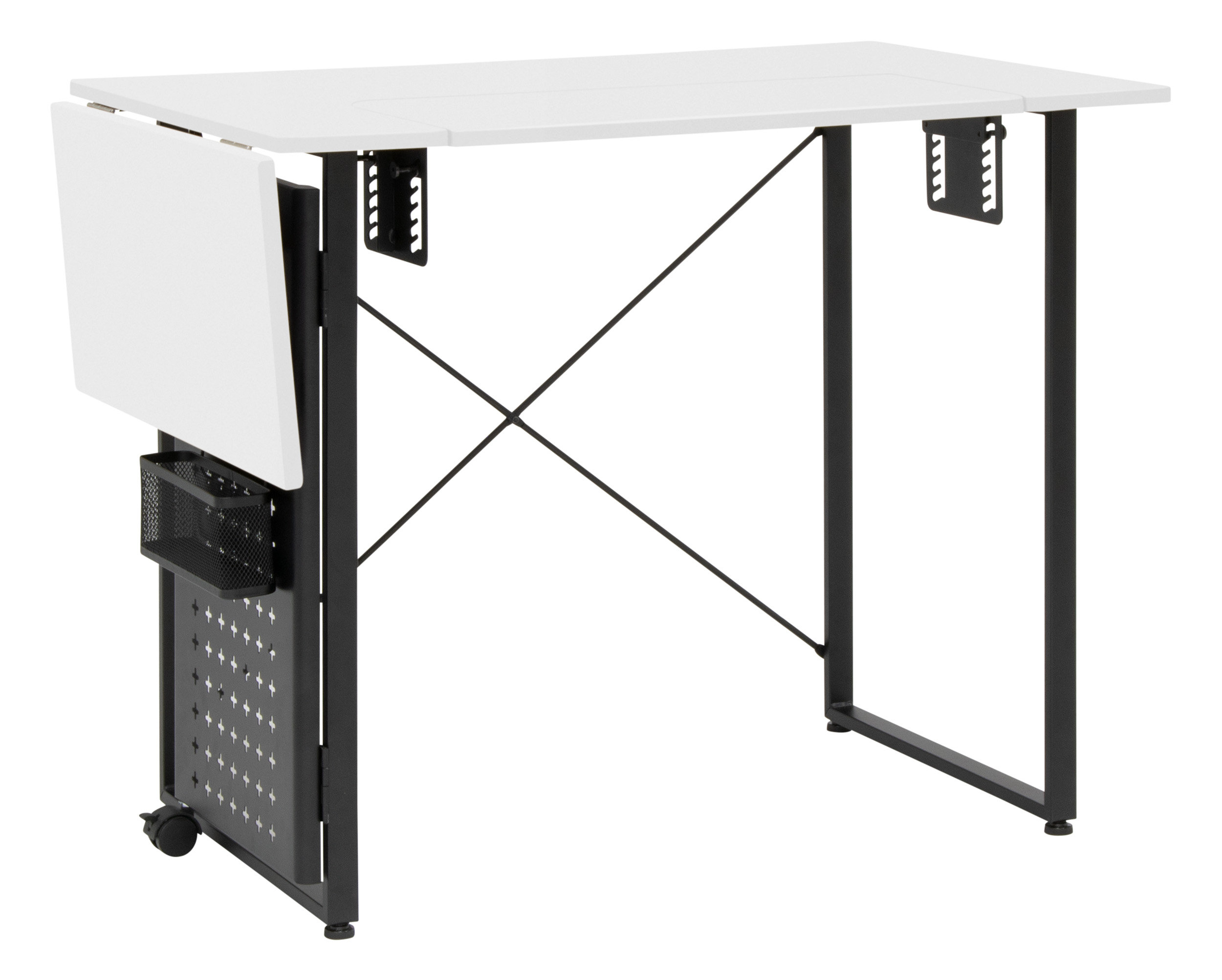 Sew Ready Pivot Swingout Storage Panel Sewing Table, Graphite/White