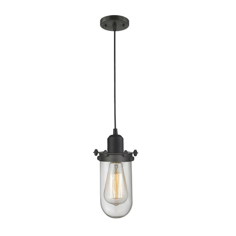 Luminaire suspendu géométrique 1 lumières simple Carrie, Transparent, Bronze huilé