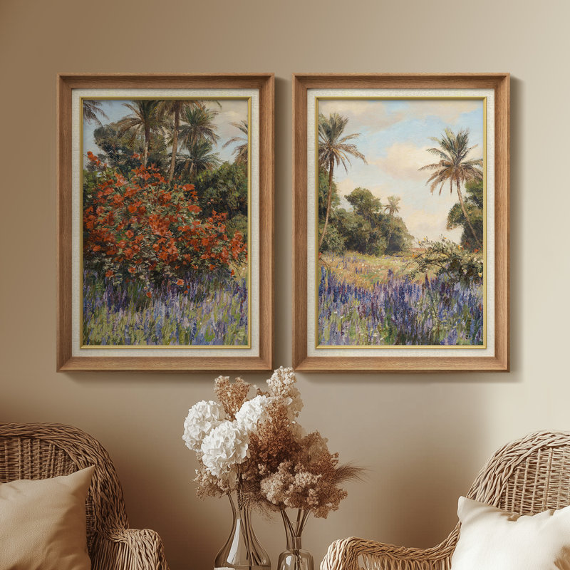Ensemble de 2 œuvres d'art encadrées de qualité supérieure sur toile de qualité supérieure avec cadre de 26 po x 36 po