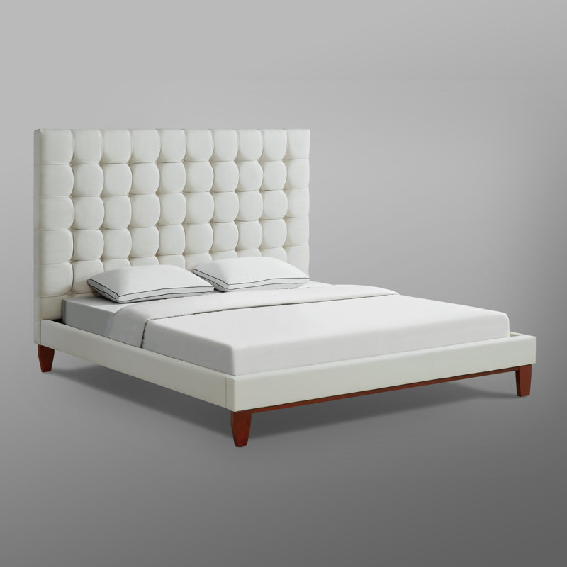 Ibison Bond Bedframe with Button Tufted Headboard, Beige, King, Linen