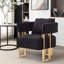 Chair With Gold Metal Legs - Black Fleece Upholstered For Living Room, Dressing Area, Office, Reception Room 2Pcs Modern Side Legs, Suitable Office