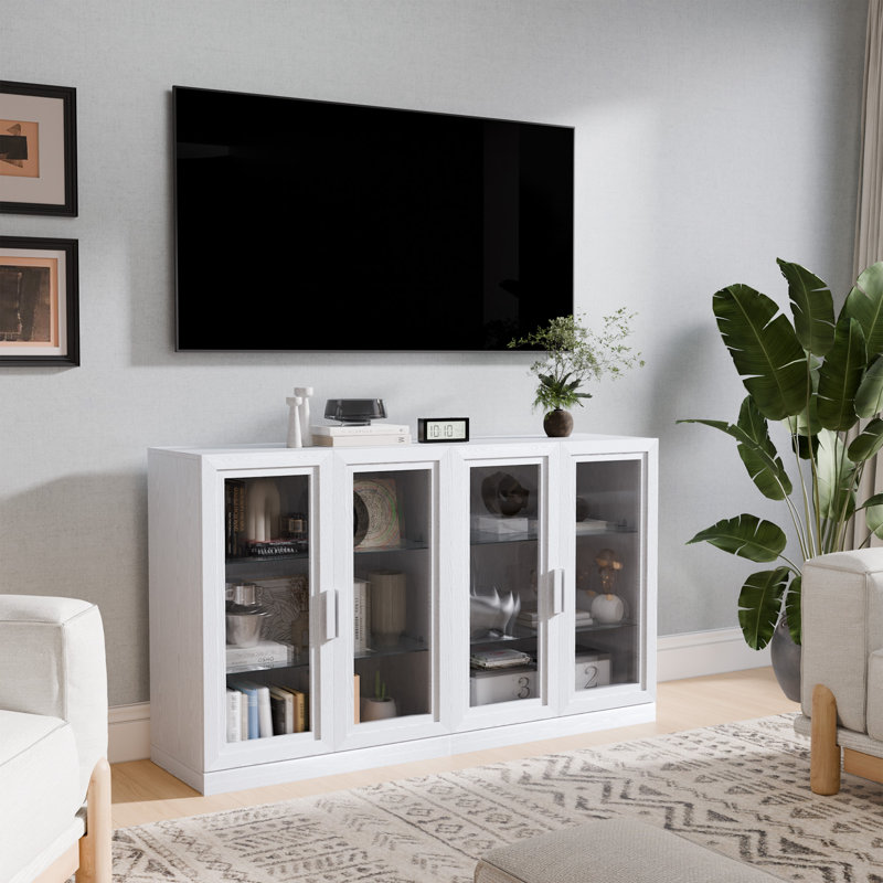 Meuble télé 36 pouces H Farmhouse, Blanc, H 36 po x l 62 po x P 16 po