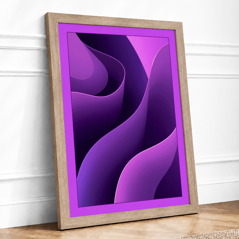 Purple Waves Modern - Framed Print, A1 - 84.1 x 59.4 cm, Oak