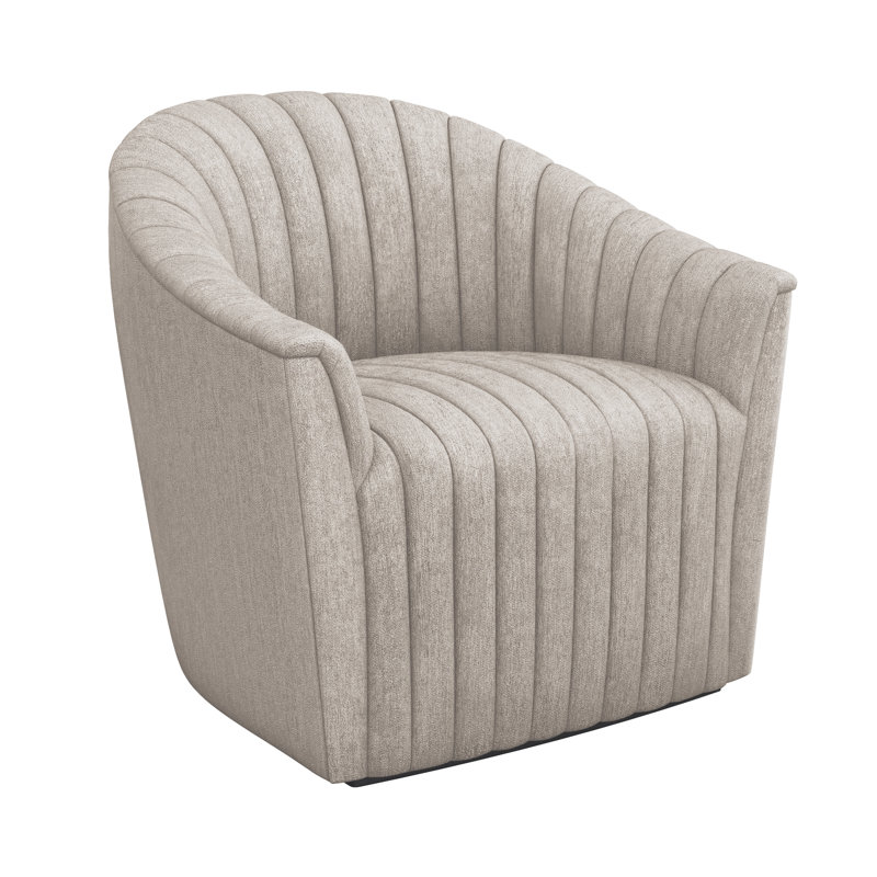 Channel Upholstered Swivel Barrel Chair, Bungalow Chenille