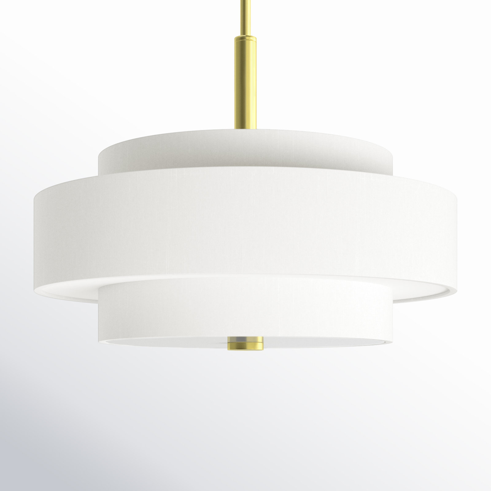 Flaire 4 - Light Dimmable Drum Chandelier, Off-White, Satin Brass