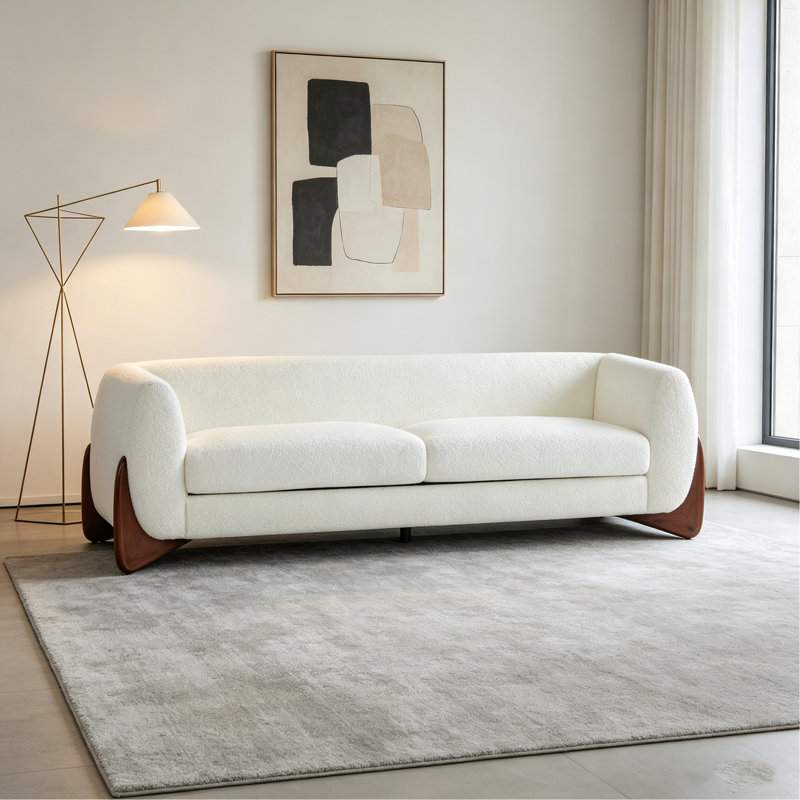 Canapé 82 pouces Boucle Sherpa, Tissu beige