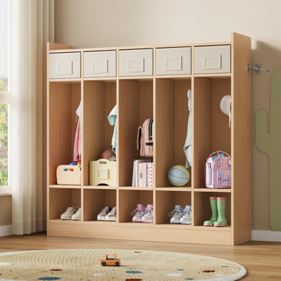 Wooden Square Grid Pattern Storage Cabinet, Regular Style Home Office Storage Solution