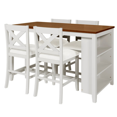 Ensemble de 5 tables de bar en bois à hauteur de comptoir avec 4 chaises