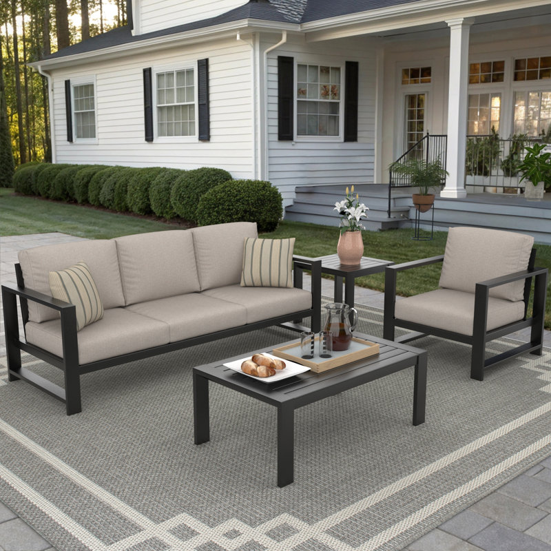 Dulcie 4-Person Seating Set With Sunbrella® Cushions, Cast Silver Sunbrella®