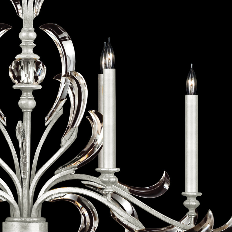 Lustre oblique biseauté de 44 po, Feuille d'argent