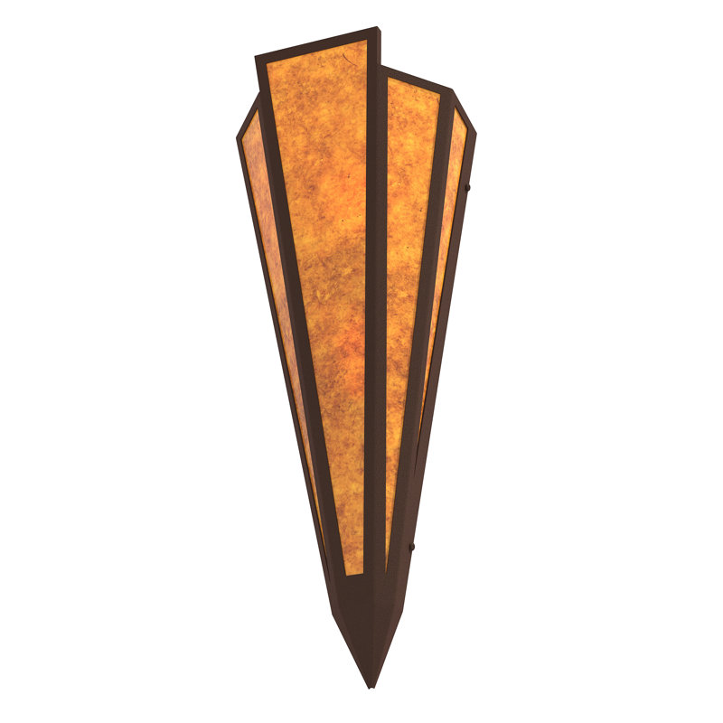 2 - Light Flush Mounted Sconce, Mica, Amber, Café Noir