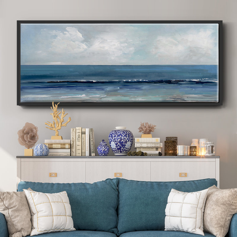 Blue Seas- Framed Canvas, 24" H x 60" W