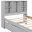 Structure de lit simple avec port intégré, 2 tiroirs et tête de lit bibliothèque avec douille et rangement gris-118035699