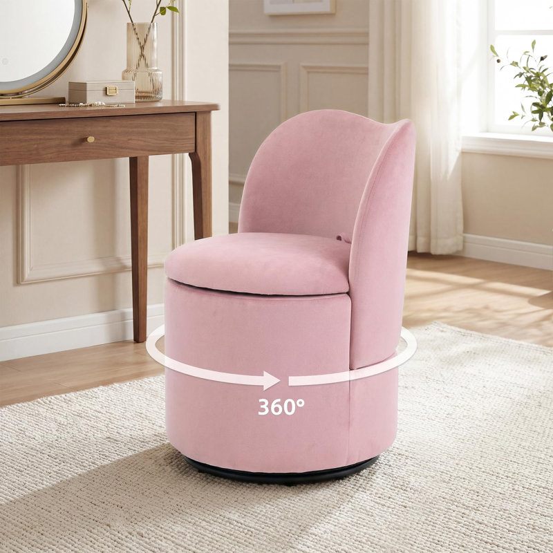 Upholstered Swivel Accent Chair, Pink