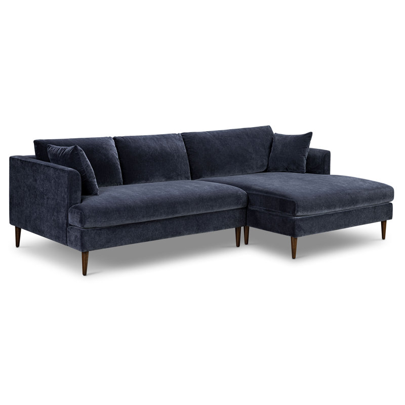 Lucerne 108" Velvet Sectional With Extra-Wide Chaise, Right Hand Facing