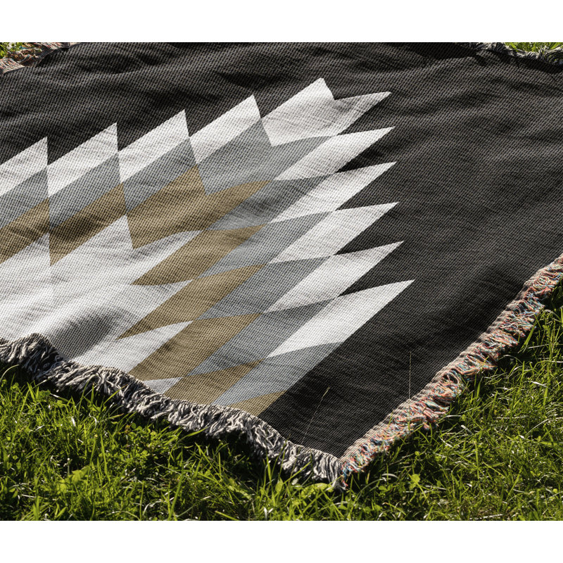 Couverture en mélange de coton Bimisii South Western, L 80 po x l 60 po, Gris / brun / blanc cassé