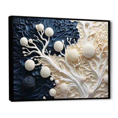 White And Blue Coral Flowers Collage I - Coastal Coral Under Water Wall Art