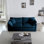 Canapé-lit moderne en tissu à 2 places avec 4 coussins - chenille bleue
