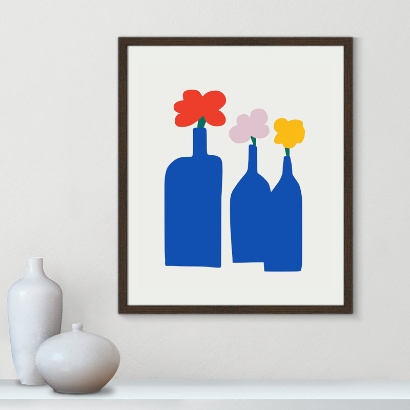 «Bold Blooms Trio Print» par Dean, Grain de bois noyer, L 21,5 po x H 25,5 po, Impression encadrée
