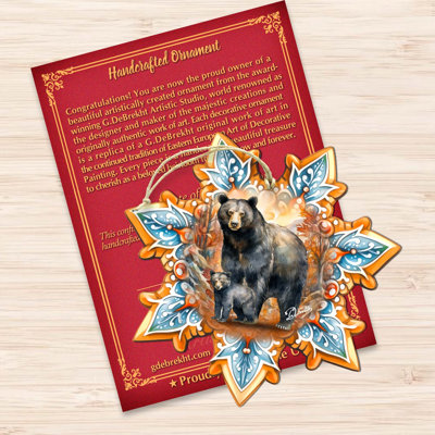Black Bear Snowflake Wooden Ornaments By G. Debrekht
