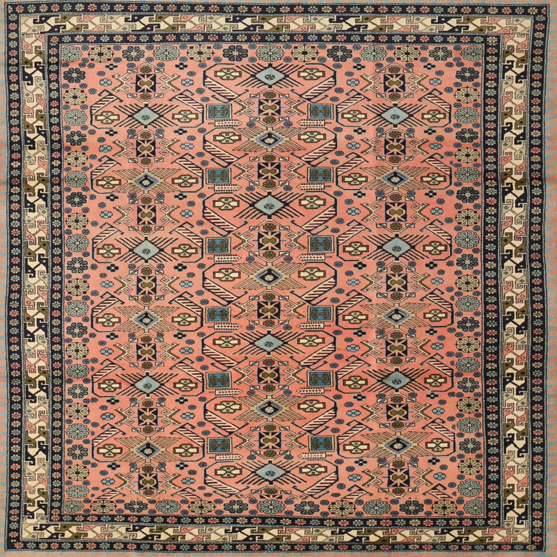 Tapis rouge à motif sud-ouest, Carré 6 pi