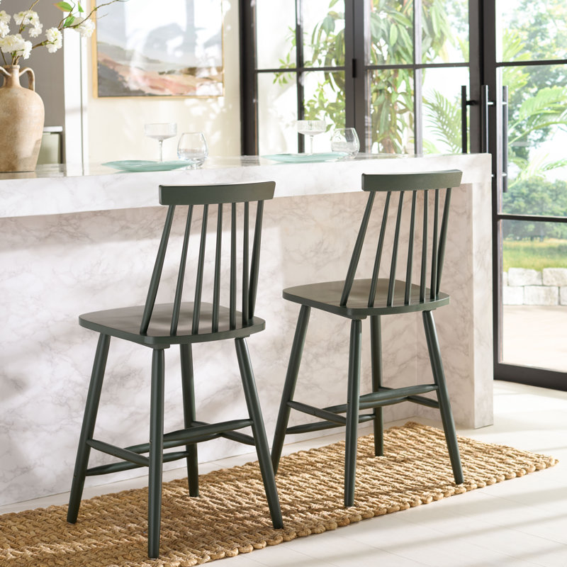 Birdia Solid Wood Counter Stool, Counter Stool (24" Seat Height), Garden Green