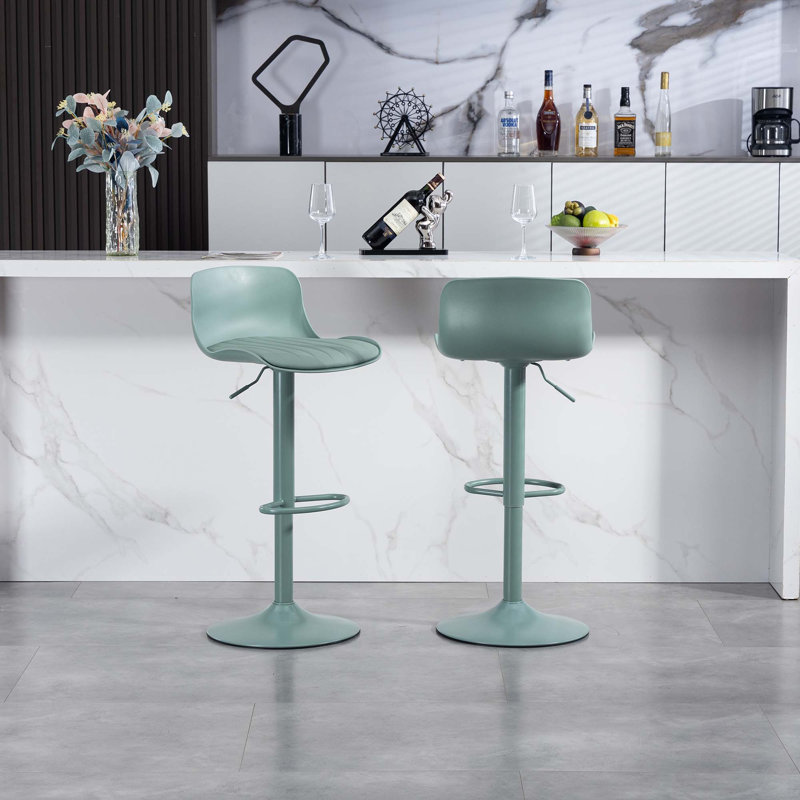 Tabourets de bar rotatifs à hauteur de comptoir modernes en similicuir (ensemble de 2 pièces), Vert
