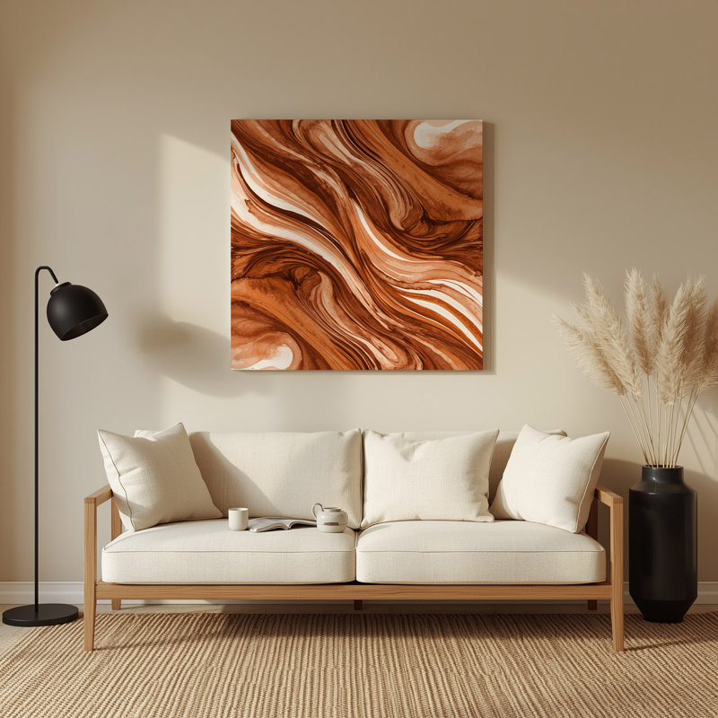 Aquarelle abstraite 37, art mural en métal brun, H 12 po x l 12 po