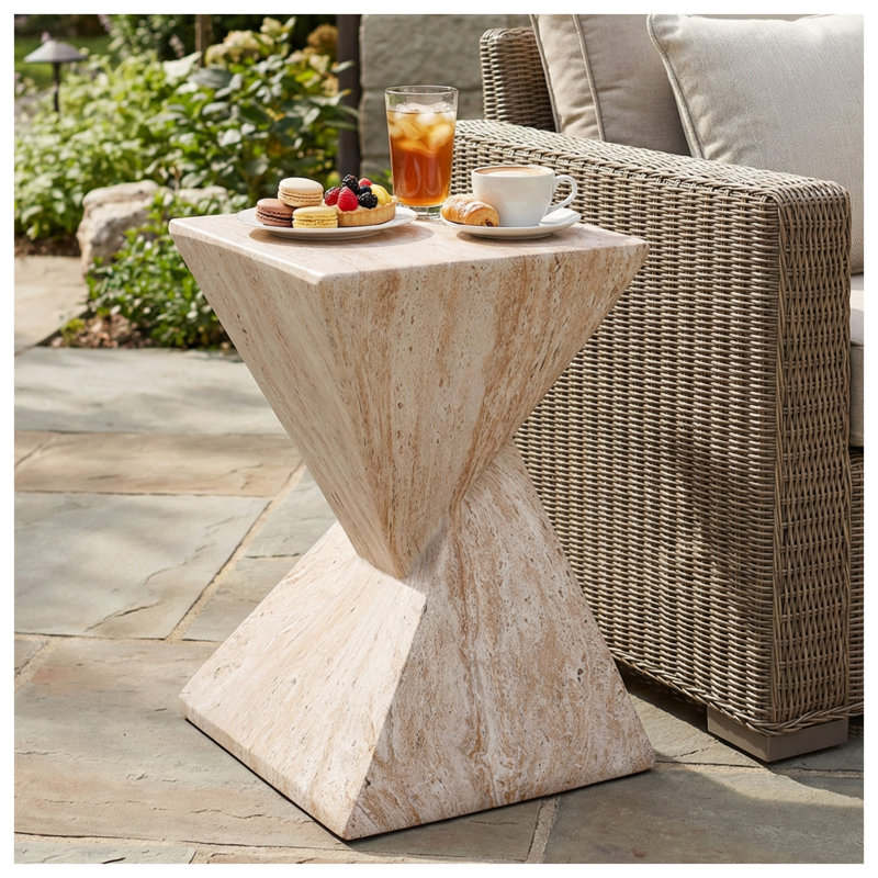 Table d'appoint 18,5 "en marbre beige 18,5"