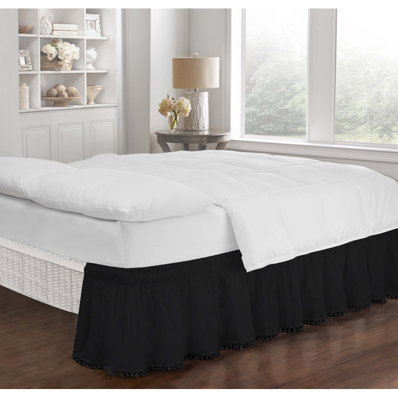 Ruffled Wrap Around Bed Skirt, Twin/Full, Black