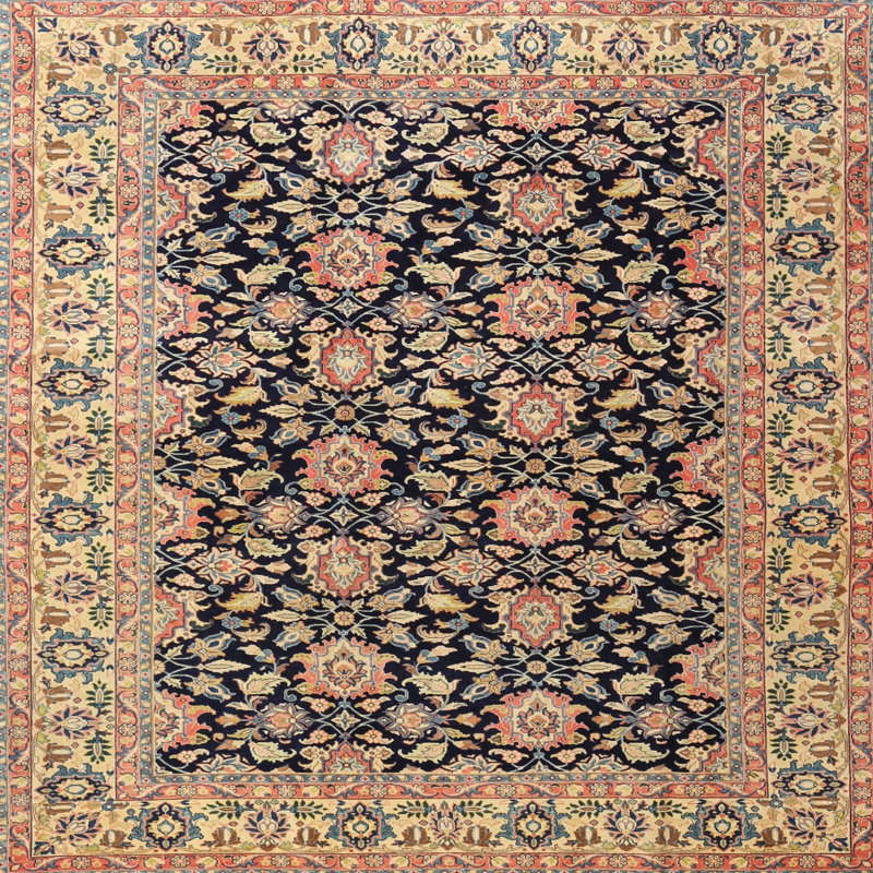 Tapis décoratif oriental beige/brun/noir, Rond 8 pi