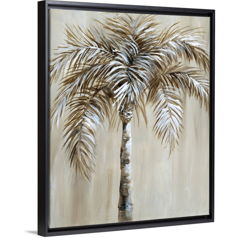 Palmier I, art mural sur toile, H 14 po x l 11 po x P 1,75 po, Toile avec cadre noir