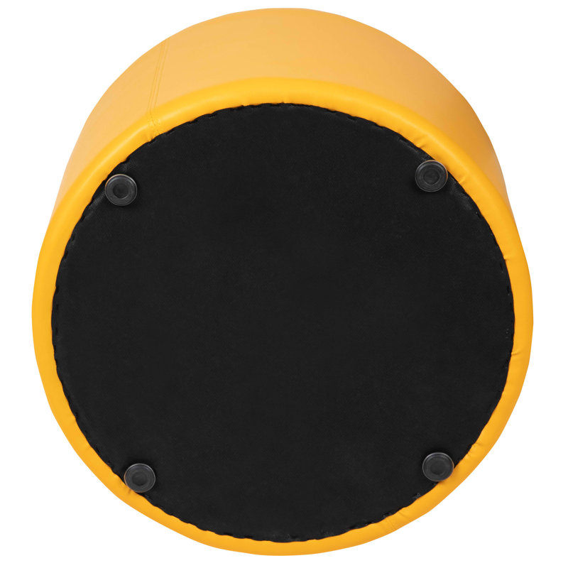 Modular Yellow Vinyl Round Ottoman for Versatile Spaces