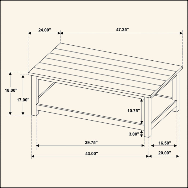 Table basse en bois avec tablette